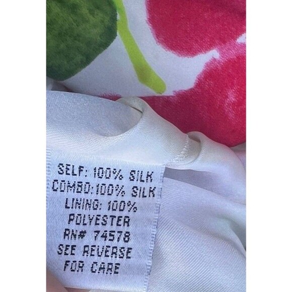 Cache Vintage Women's Floral Strapless SILK Bubble Dress Empire Waist Tropical - Picture 8 of 8